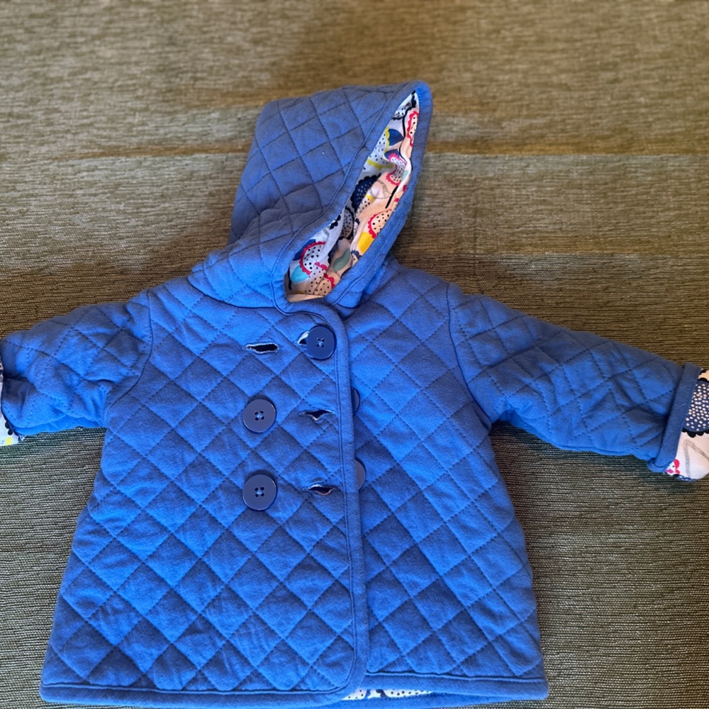 First Impressions Blue Quilted Pea Coat for Kids